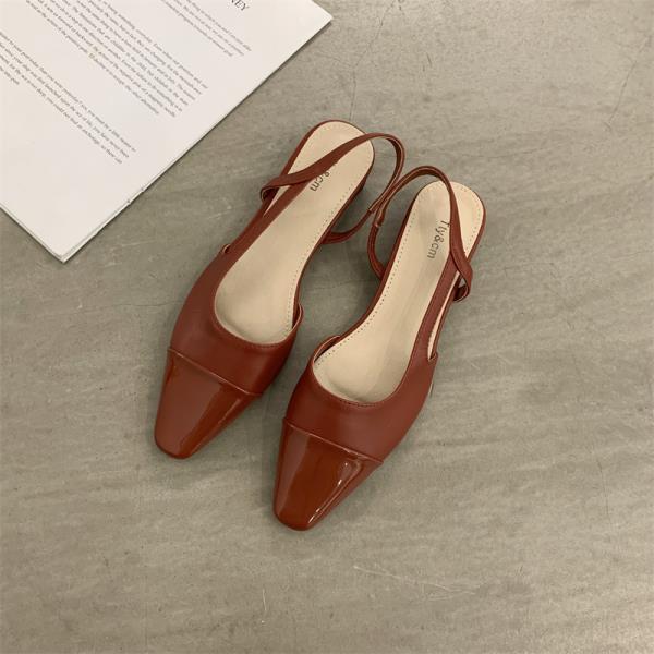 Aiertu  Shallow Mouth Spring Shoes Leather Sandals Women Summer Heels Square Toe Suit Female Beige Girls Velvet Comfort  Elastic Band Op Aiertu