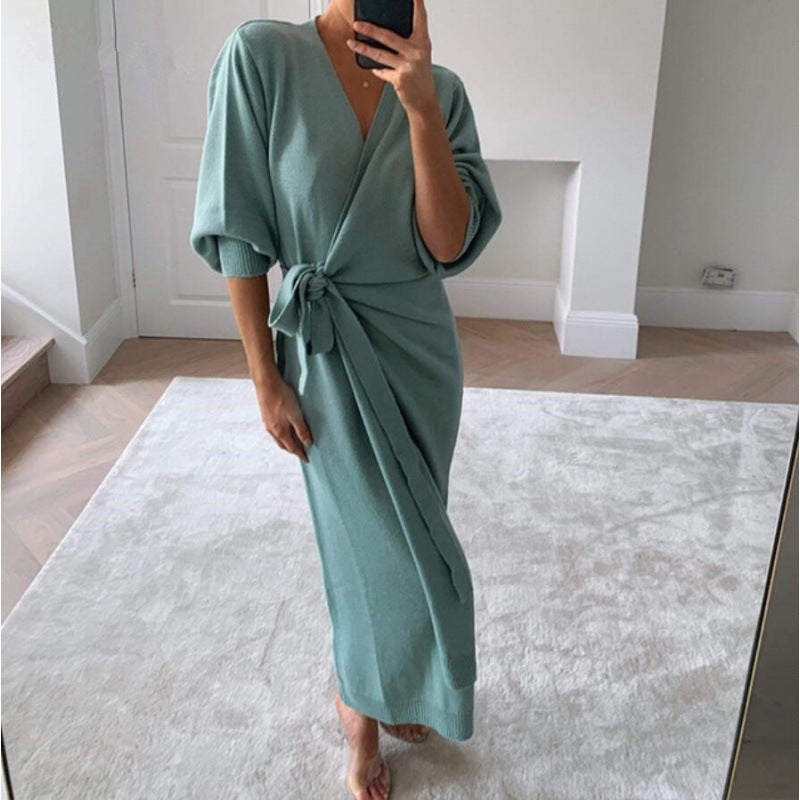 Aiertu - Women Long Knitted Sweater Dress Autumn Aiertu
