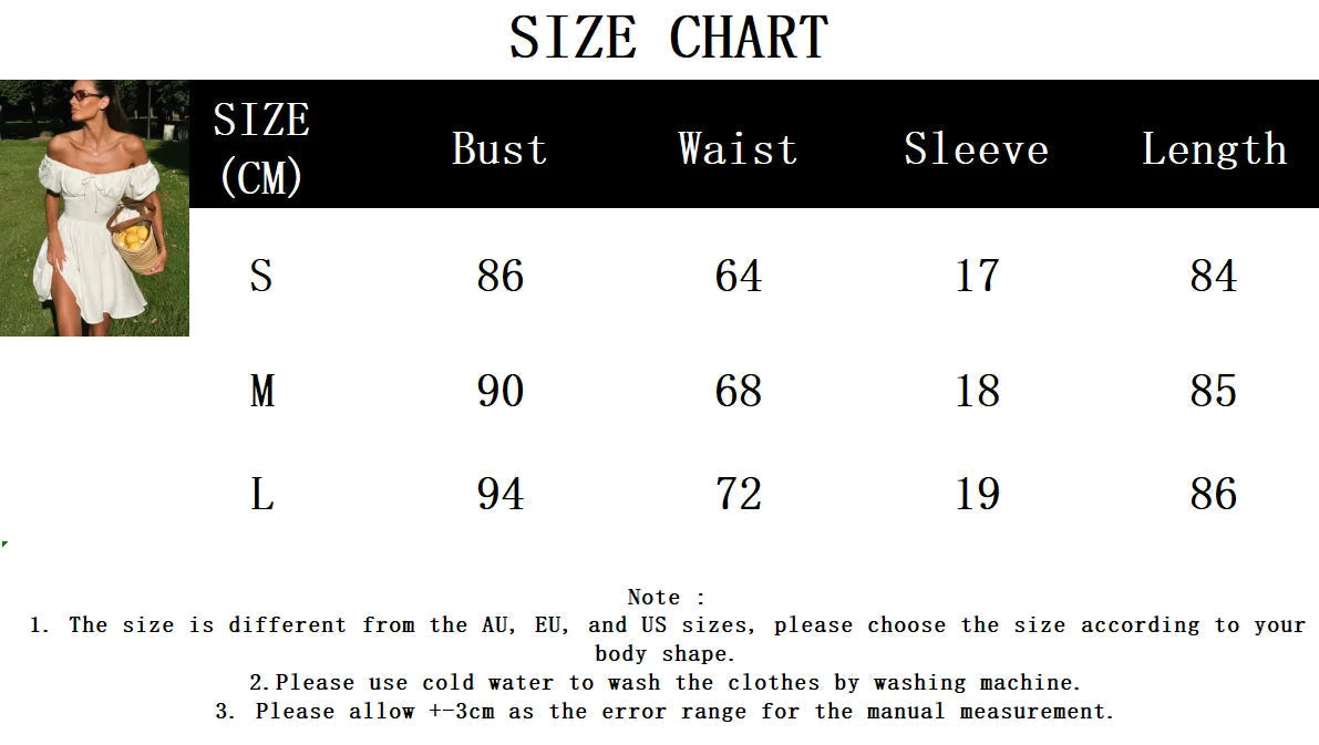 Aiertu  -  White Waist Lace-up Mini Dress Women Drawstring Off Shoulder Puff Sleeve A-line Dresses Summer Simple Casual Fashion Vestidos Aiertu