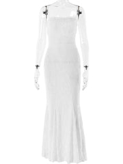 Aiertu  -  exy Backless Double Layer Women Maxi Dress White Spaghetti Strap Evening Dress Summer Skinny Elegant Party Clubwear Aiertu