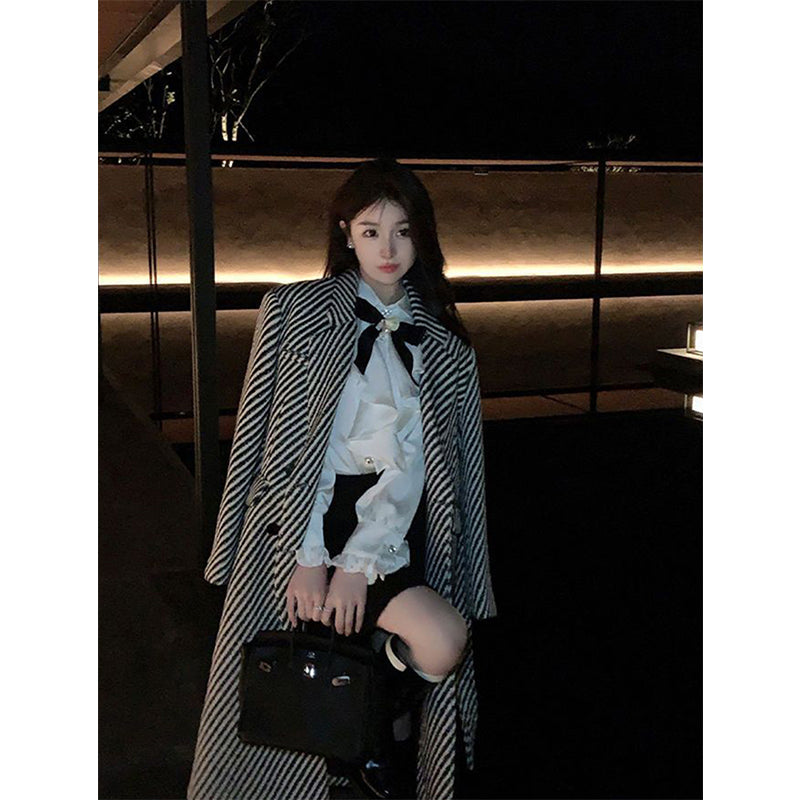 Aiertu White Bow Shirts Women Japanese Preppy Ruffles Long Sleeve Blouses Ladies Korean Fashion Elegant All Match Design Tops New Aiertu