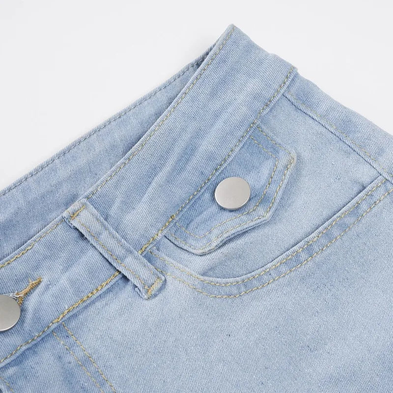Aiertu  -  Low Rise Jeans 2000s Y2k Bottoms Flare Pants Summer Clothes for Woman Blue Denim Trousers P77-DG42 Aiertu
