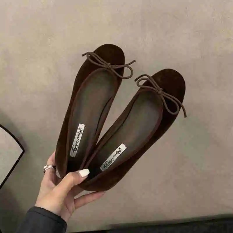 Aiertu    -  Red New Women Flat Shoes Fashion Shallow Slip On Ladies Elegant Ballerinas Shoes Soft Flat Heel Outdoor Casual Mary Jane Aiertu