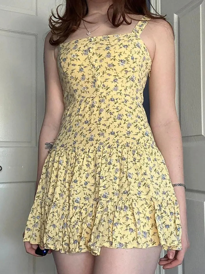 Aiertu  -Floral Slim Fit Backless Cami Mini Dress aiertu
