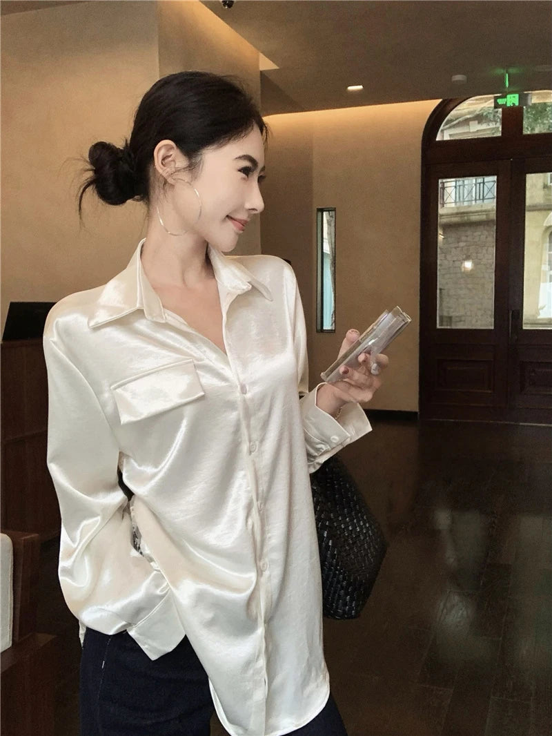 Aiertu  Elegant Shirts Women Vintage Sexy Lace Backless Bandage Blouses Summer Korean Hollow Out Long Sleeve Design Casual Tops Aiertu