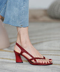 Aiertu  Red Sandals Peep Toe High Heel Sandals Aiertu