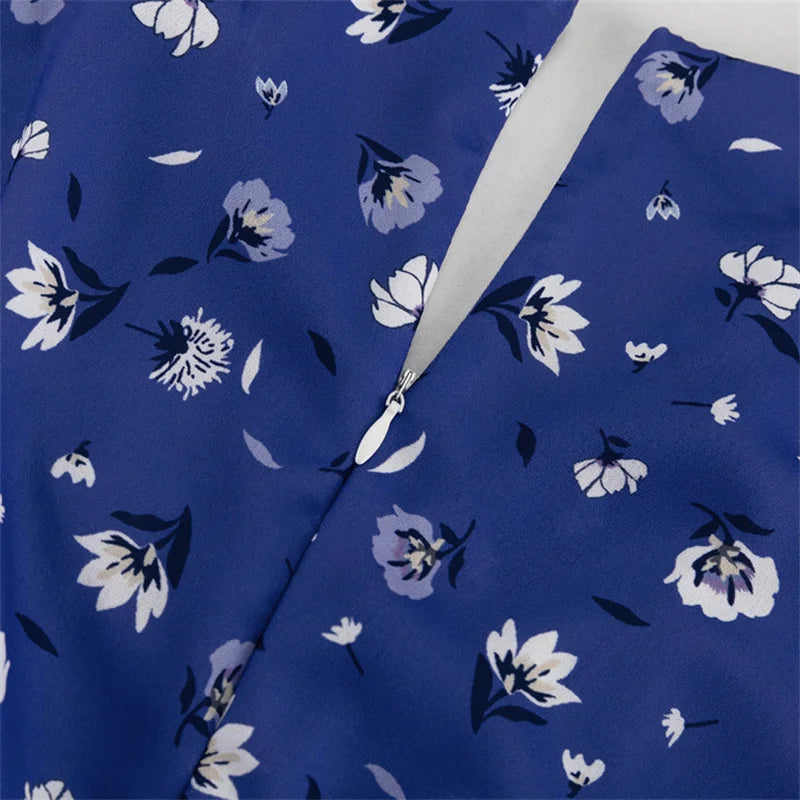 Aiertu  -  Print Short Sleeve Dress V Neck Maxi Dress For Women Elegant High Waist Button Print Sexy Slim Fashion Holiday Dress Aiertu