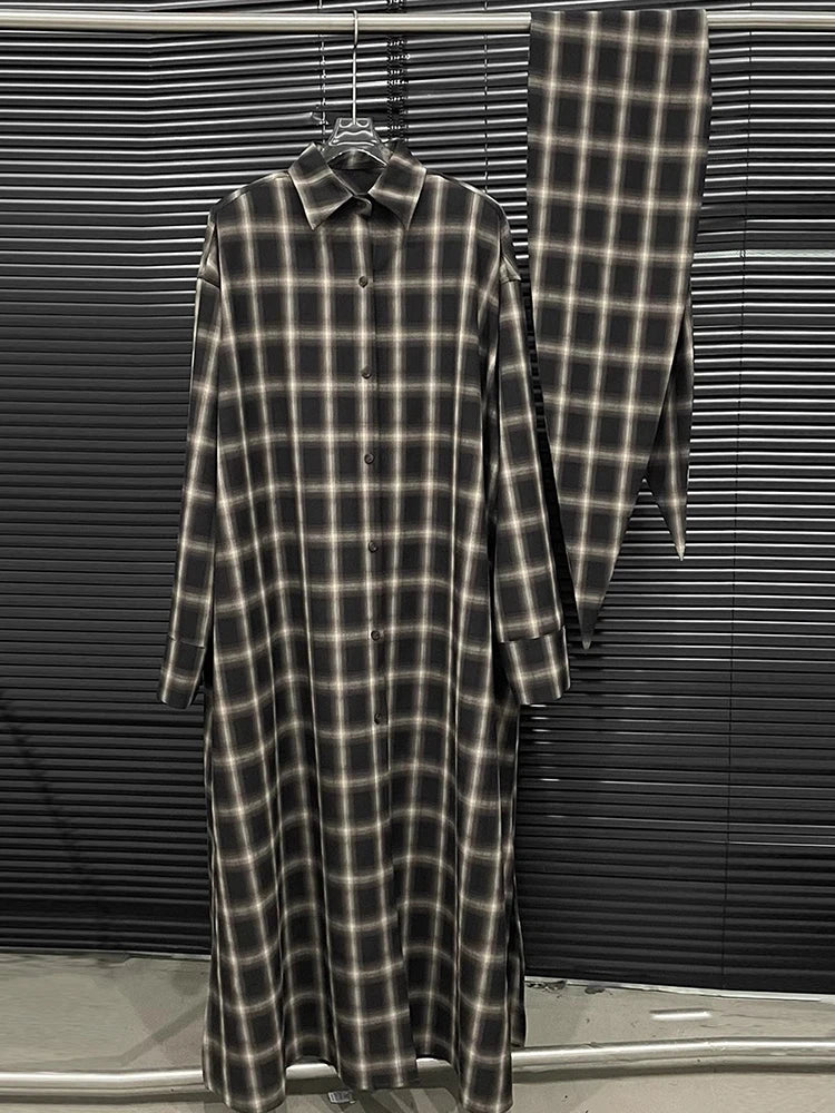 Aiertu  Tall Girl Checkered Oversize Coat Women Cotton Long Sleeves Casual Single-breasted Tartan Shirt Jacket Vintage Clothes Aiertu