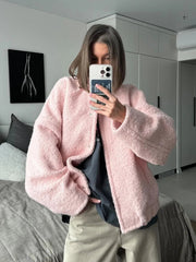 Aiertu  -  Women's Short Fur Jacket  Autumn Winter Thick Loose Casual Chic Cardigan Female Warm Fashion Solid Color Short Coat Aiertu