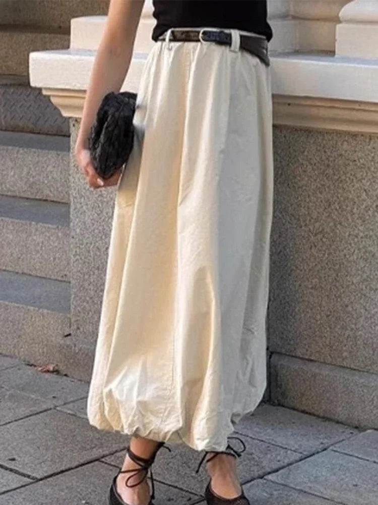 Aiertu  -  Vintage Casual Skirts For Women's Winter High Waist Casual Loose Long Skirt Female Party Solid Street Basic Skirts Aiertu