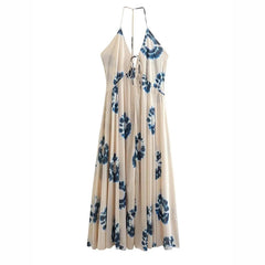 Aiertu  -  Summer New V-neck Print Sexy Backless Casual Comfortable Holiday Style Dress Long Dress Aiertu