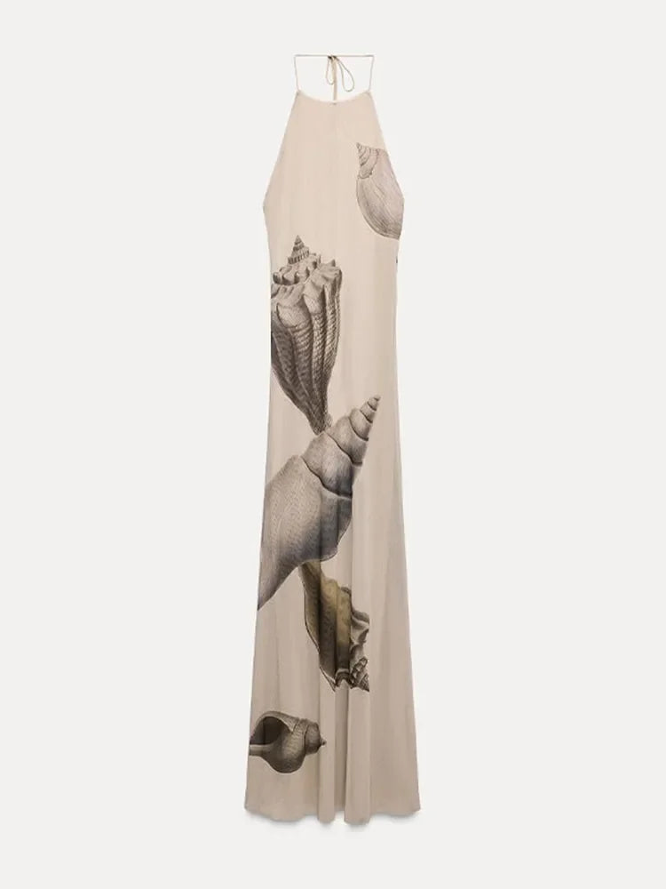 Aiertu  -  Elegant Backless Lace-up Print Long Dress For Women Fashion Off Shoulder Sleeveless Bodycon Maxi Dresses 2026 Lady Vocation Robe Aiertu