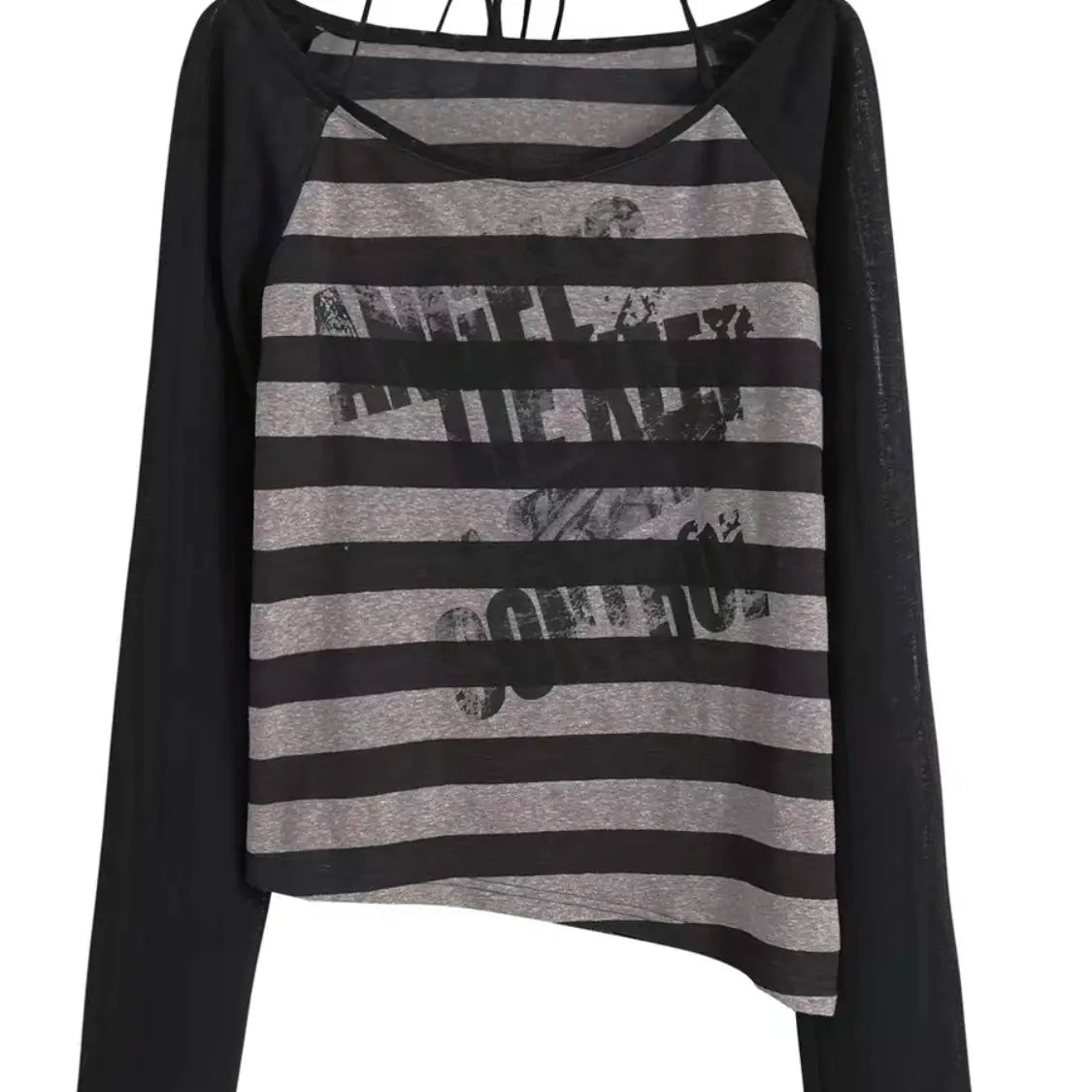 Aiertu  -   Women New Autumn Punk Hip Hop Stripe Graffiti Printed Thin Style Long Sleeves Y2k Fashionable Loose Sunscreen Casual Tops Aiertu