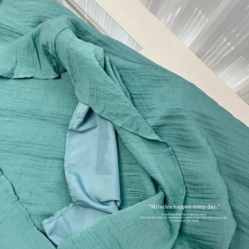 Aiertu  Vacation Style Women's Summer Mint Green Halter Neck Strap Top High-waisted Wide-leg Pants Two-piece Set Fashion Female Clothes Aiertu