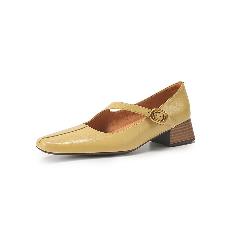 Aiertu  Spring Autumn Square Toe Mid Heel Shoes for Girls Sweet Style Genuine Leather with Ladyshoes Mary Jane Single Shoes Trend Aiertu