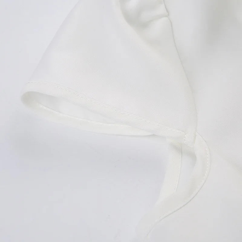 Aiertu  -  Y2k Aesthetic Pleated Puff Sleeve Women Blouse Sexy Single Breasted Slim Grunge Solid Shirt Harajuku Crop Streetwear Blusas Aiertu