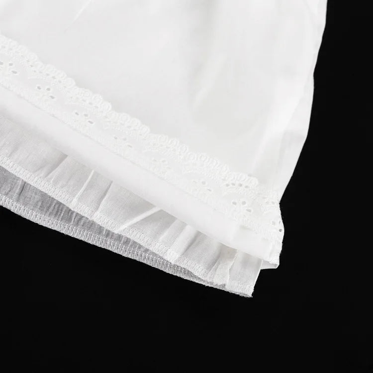 Aiertu  -  White Lace Trim Shorts Two-piece Set Women Summer Sleeveless Loose Tank Top+Elastic Waist Shorts Simple Casual Home Cozy Sets Aiertu