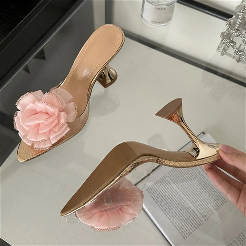 Aiertu  -  PVC Transparent Women Slippers Pumps Designer Wedding Party Pointed Toe High Heels Sandals Spring Ladies Shoes Aiertu