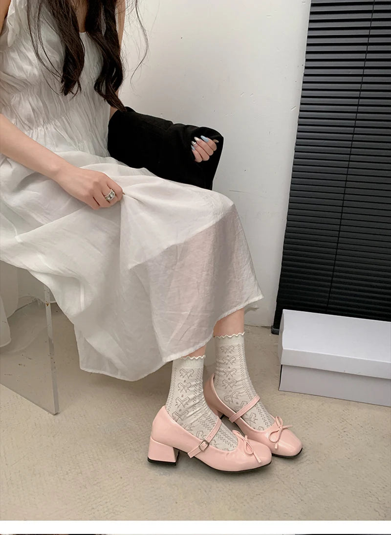 Aiertu  -  Patent Leather Women Mary Jane Shoes Fashion Shallow Butterfly-knot Shoes Spring Autumn Wedding Party Shoes Aiertu