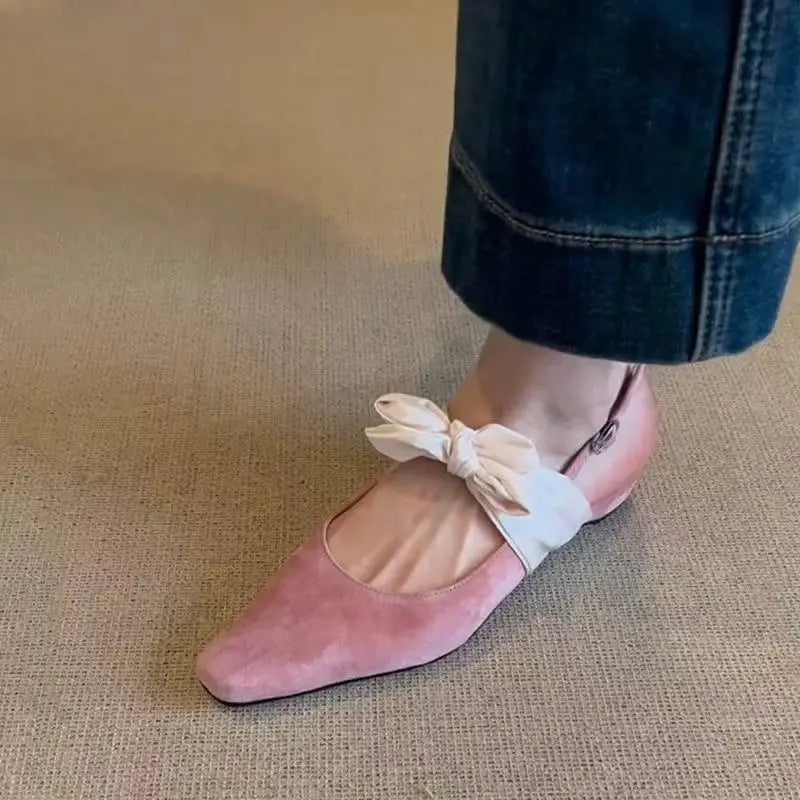 Aiertu  -  Bow Flat Sandals Women Pointed Toe Shoes Slingback Elegant Summer Trend Woman Slippers Shallow Marie Janes Dress Sandalias Aiertu