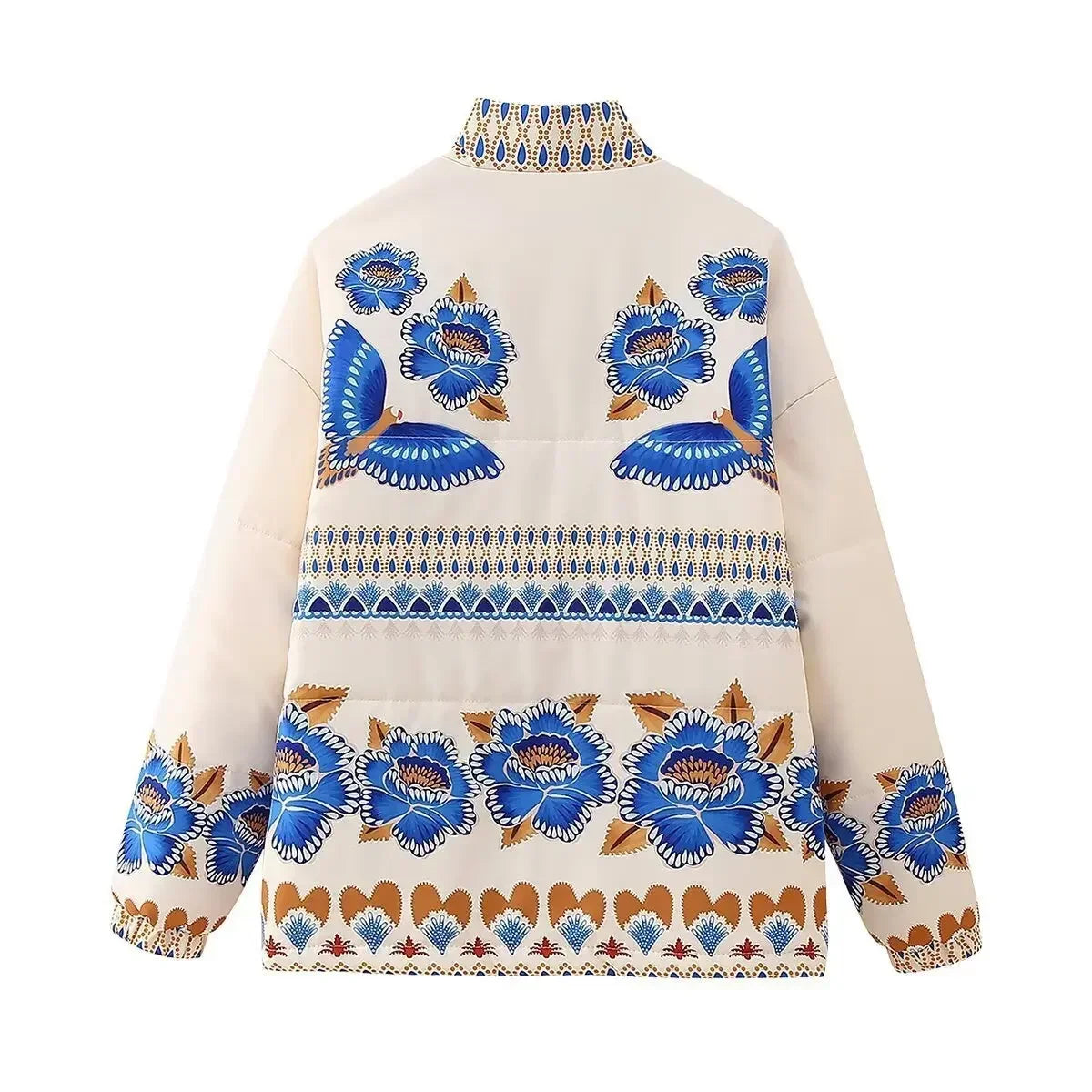 Aiertu  -  Coat Women Winter Jacket Floral Print Puffer Jacket Lightweight Oversized Long Sleeve Button Down Quilted Bomber Jacket Outwear Aiertu
