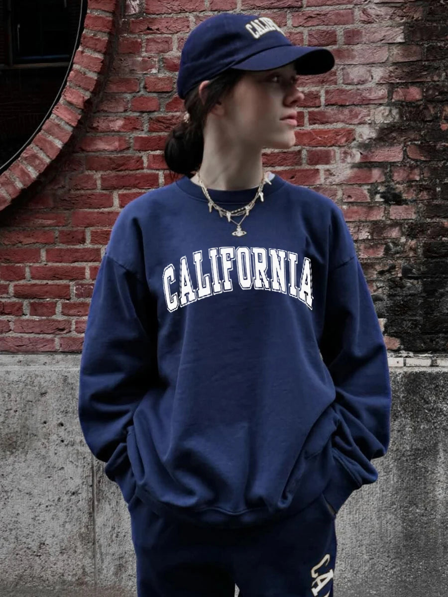 Aiertu  -   New York Letter Print Sweatshirt Women Classic O Neck Long Sleeve Pullover Autumn Casual Vintage Sporty Rich Sweatshirt 2026 New Aiertu