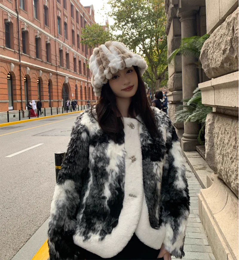 Aiertu  -  Autumn/Winter New Mixed Color Plush Lampholder Fisherman Hat Women's Korean Designer Wide Plush Bucket Hat Aiertu