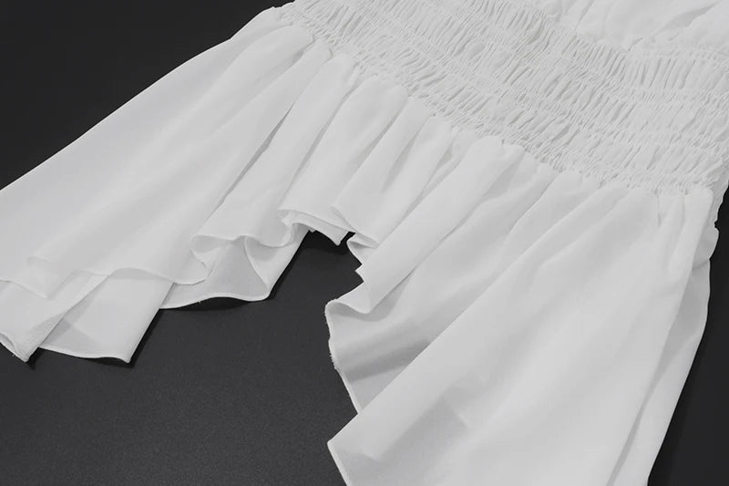 Aiertu  Off Shoulder Ruffles Sexy Lantern Long Sleeve Halter Backless Fashion All-match Crop Tops Y2K Summer Streetwear Blouses Aiertu