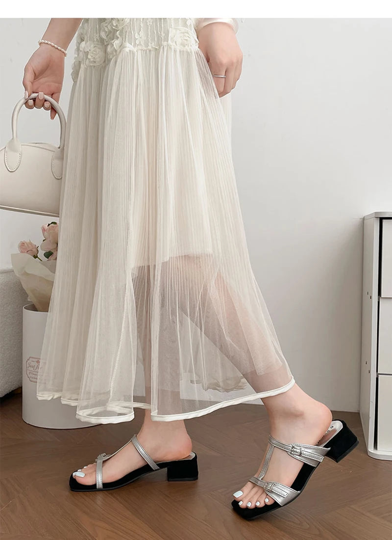 Aiertu  -  Summer Women Fashion Open Toe Slippers Casual Thick Heel Beach Vacation Slides Party Dress Shoes Aiertu