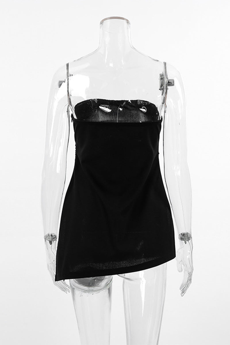 Aiertu  -Sexy Slit Zipper Strapless Tops aiertu