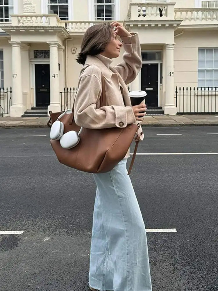 Aiertu  -  Fashion Single Breasted Lapel Collar Woolen Coat Women Long Sleeve Short Autumn Winter Jacket 2026 Female Elegant Chic Outerwear Aiertu