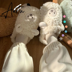 Cartoon Cute Thick-soled Warm Cotton Shoes Ladies Men's Winter Cotton Slippers Autumn and Winter Indoor Home Couple Slippers Aiertu
