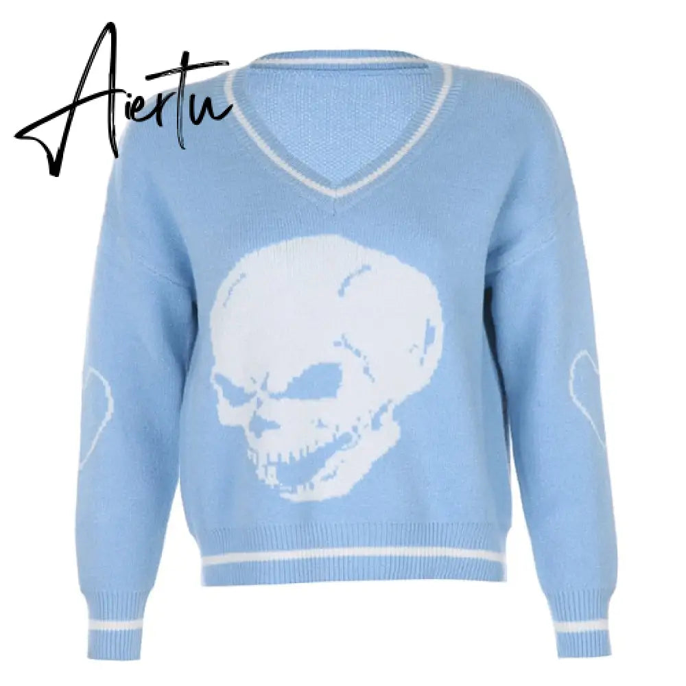 Cartoon Pattern Sweaters Women Oversized Pullovers Harajuku Aesthetic Streetwear Jumper Korean Knitwear Autumn Preppy Style Warm Aiertu