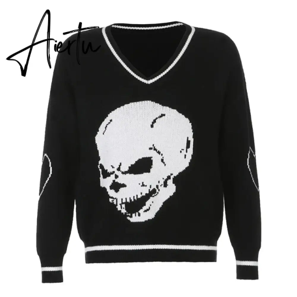 Cartoon Pattern Sweaters Women Oversized Pullovers Harajuku Aesthetic Streetwear Jumper Korean Knitwear Autumn Preppy Style Warm Aiertu