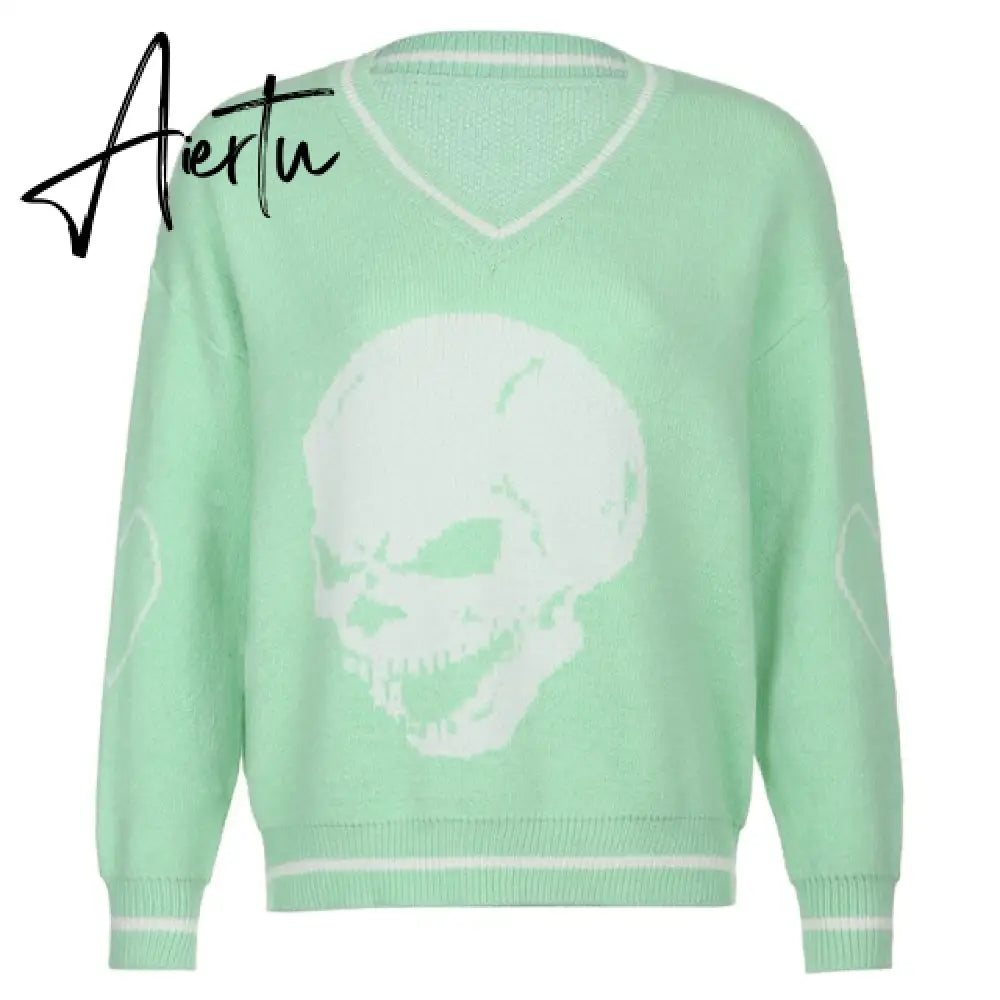 Cartoon Pattern Sweaters Women Oversized Pullovers Harajuku Aesthetic Streetwear Jumper Korean Knitwear Autumn Preppy Style Warm Aiertu