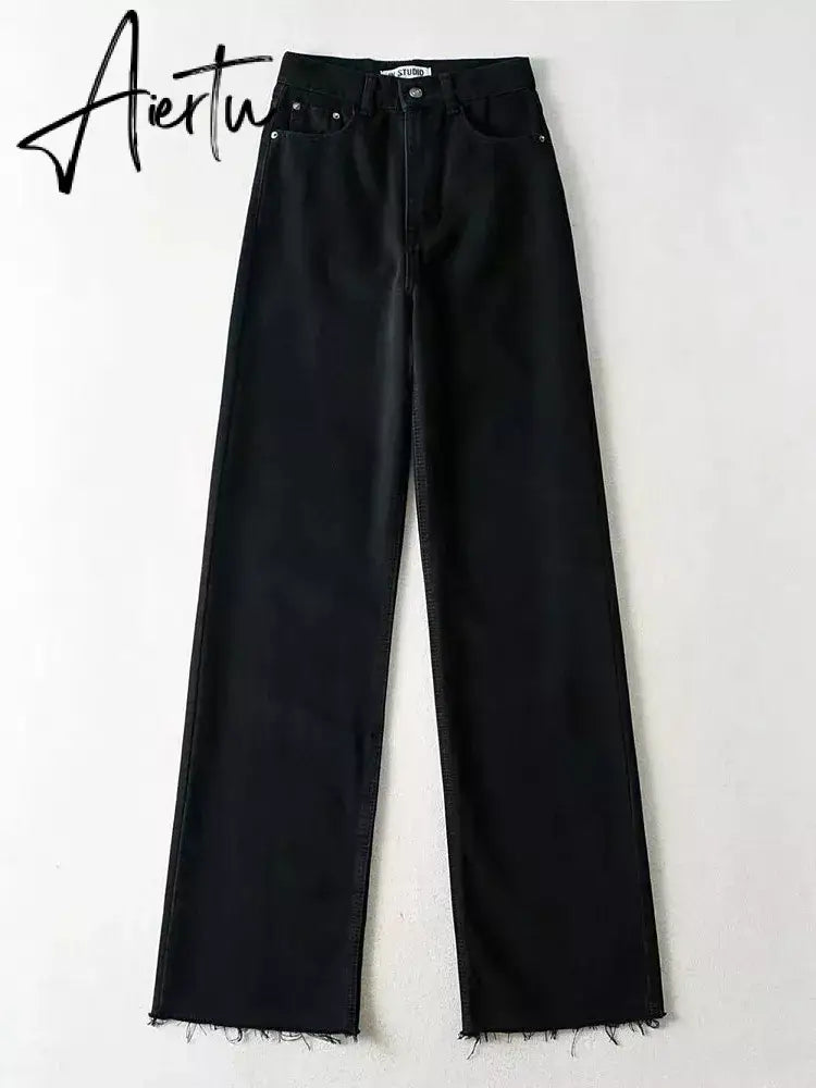 Casual Fashion Straight Leg Women's Jeans Denim Bottom Harajuku Boyfriend Long High Waist Baggy Jeans Fall Pants Aiertu