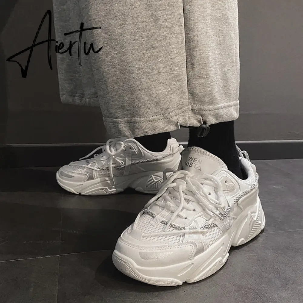 Casual Woman Sneakers Korean Fashion Jogging Lace Up Platform Dad Shoes Sports Harajuku Running Shoe Female Designer Aiertu