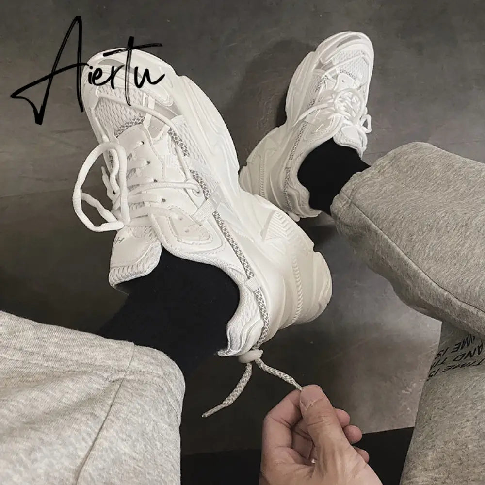 Casual Woman Sneakers Korean Fashion Jogging Lace Up Platform Dad Shoes Sports Harajuku Running Shoe Female Designer Aiertu