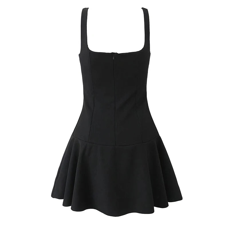 Aiertu  -  2025 Women Sexy Elegant Spaghetti Straps Slim Dress Bow V Neck A-line Mini Dresses Party Robe Black Beige Aiertu