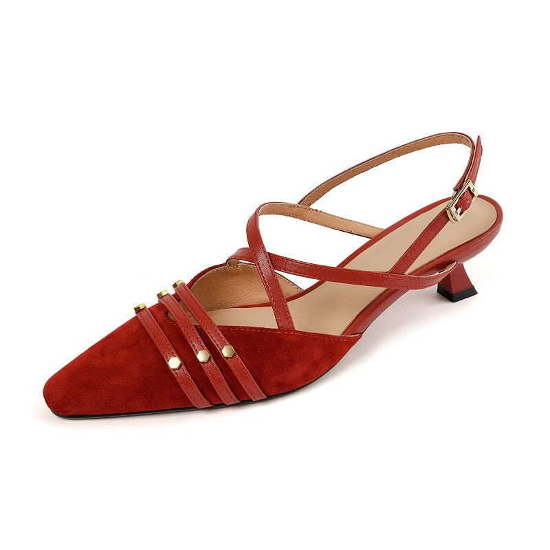 Aiertu  Elegant Ladies Summer Shoes Slingbacks Spring Atumncl Closed Tod Pumps Woman Shoes On Med Heel 4CM Kitten Heel Retro Sandals Aiertu