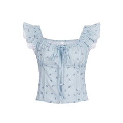 Aiertu  -  Floral Print Two Piece Set Woman Smocked Crop Top and Long Skirts Sets Shoujo Girl Style Vacation Outfits P67-GZ41 Aiertu