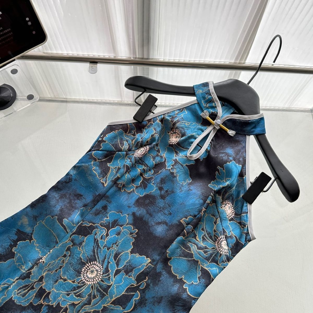 Aiertu  Jacquard Satin Cheongsam Slit Dress New Chinese Style Retro Elegant Dress Aiertu