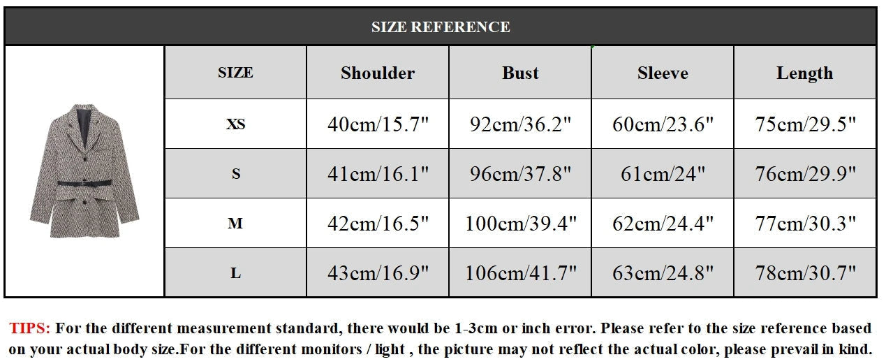 Aiertu  -  Women Fashion With Bely Single Breasted  Blazer Vintage Notched Neck Long Sleeves Female Chic Lady Outfits Aiertu