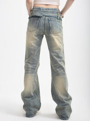 Aiertu  -  Street High Waist Straight Mop Flare Jeans Aiertu