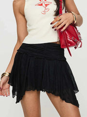 Aiertu  -  Fairy Grunge Lace Skirts for Women Y2k Low Waist Flowy Skirts Layered Pleated Ruffle Mini Skirt Streetwear Aiertu