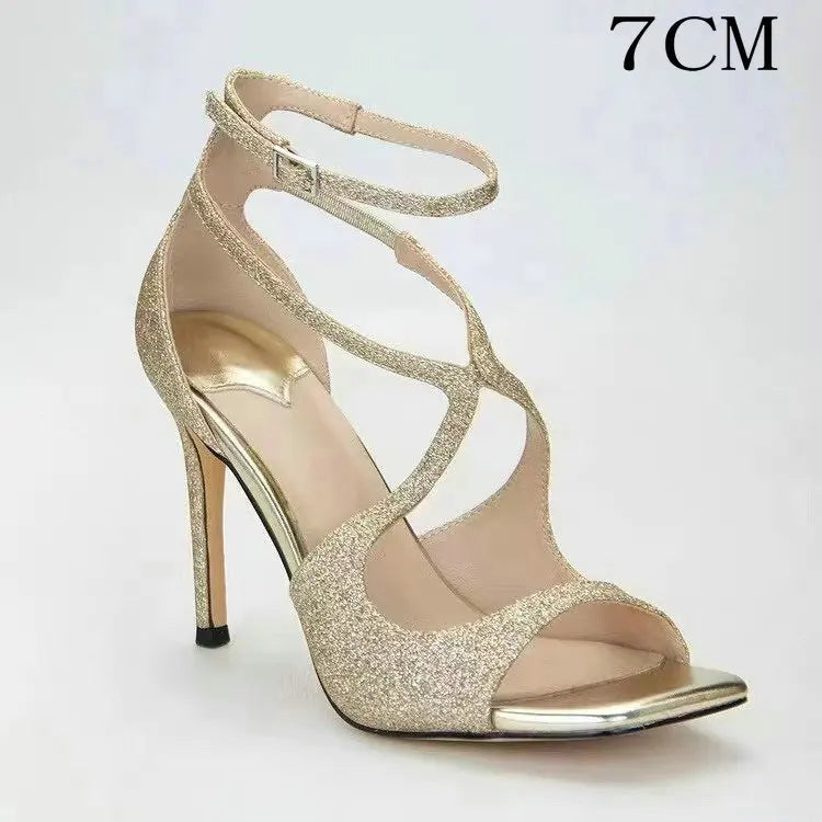 Aiertu  -   Luxury Sandals New Thin Heel Light Pink Open Toe Square Fish Mouth High Heel Sandal Woman Shoes Aiertu