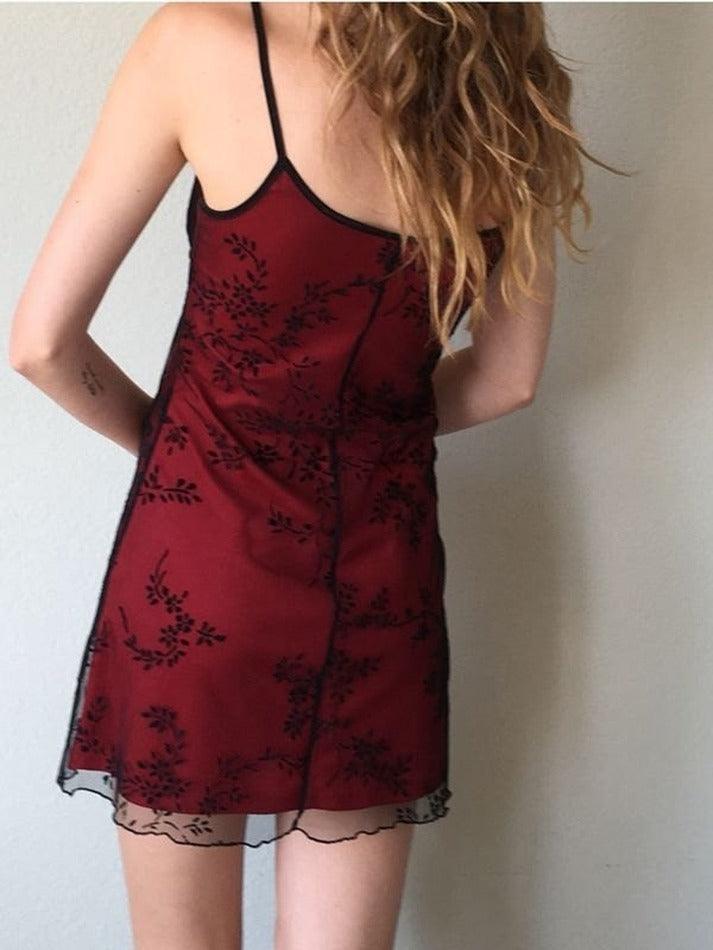 Aiertu  -  Floral Mesh Paneled Mini Dress Aiertu