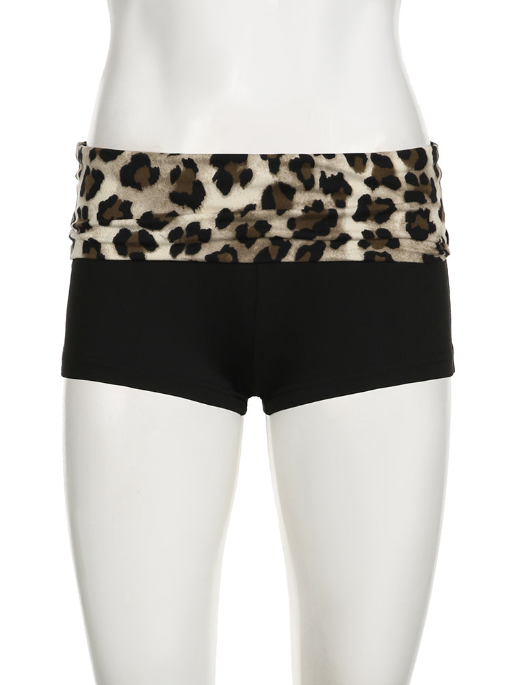 Aiertu - summer inspo Hot Contrast Patchwork Leopard Low Waist Slim Sexy Booty Shorts Womens Baddie Outfits Aiertu
