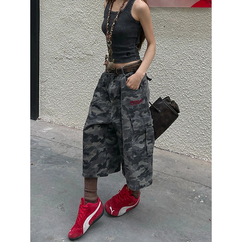 Aiertu  -  Women's Camouflage Cargo Jeans Harajuku Y2k Baggy Denim Trousers 90s Aesthetic Jean Pants Vintage 2000s Emo Trashy Clothes 2025 Aiertu