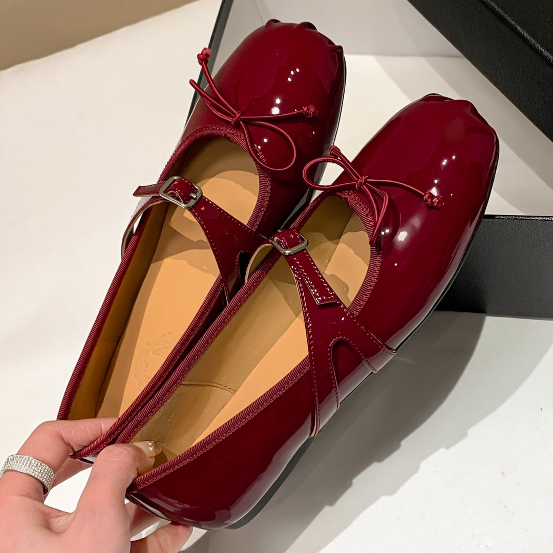 Aiertu  -  Women's genuine leather round toe slip-on Mary Jane ballet flats sweet bowtie high quality soft comfortable ballerinas shoes hot Aiertu